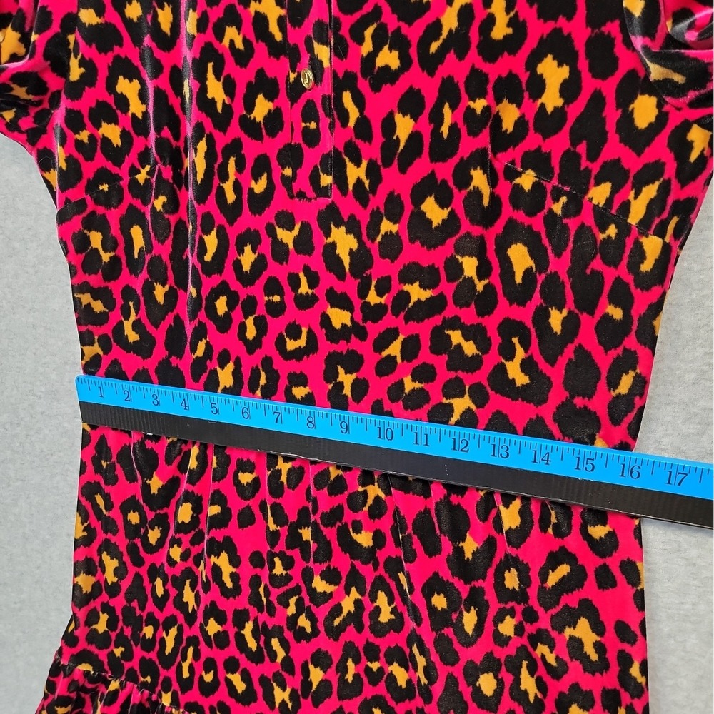 Jude Connally Pink Leopard Velour Print Long Sleeve Tiered Mini Dress Sz Small - Picture 9 of 12